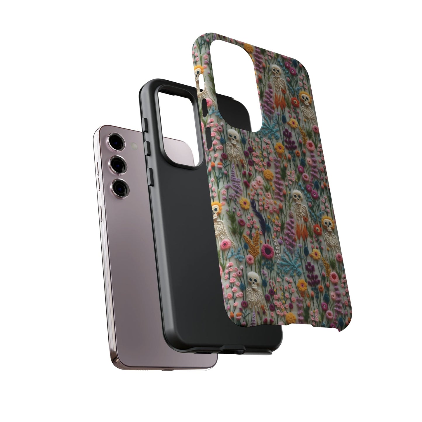 Floral Skeleton Impact Resistant Phone Case