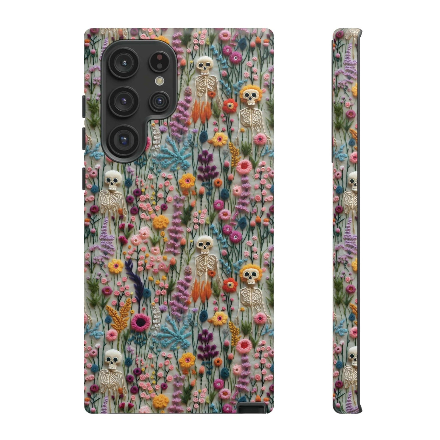 Floral Skeleton Impact Resistant Phone Case