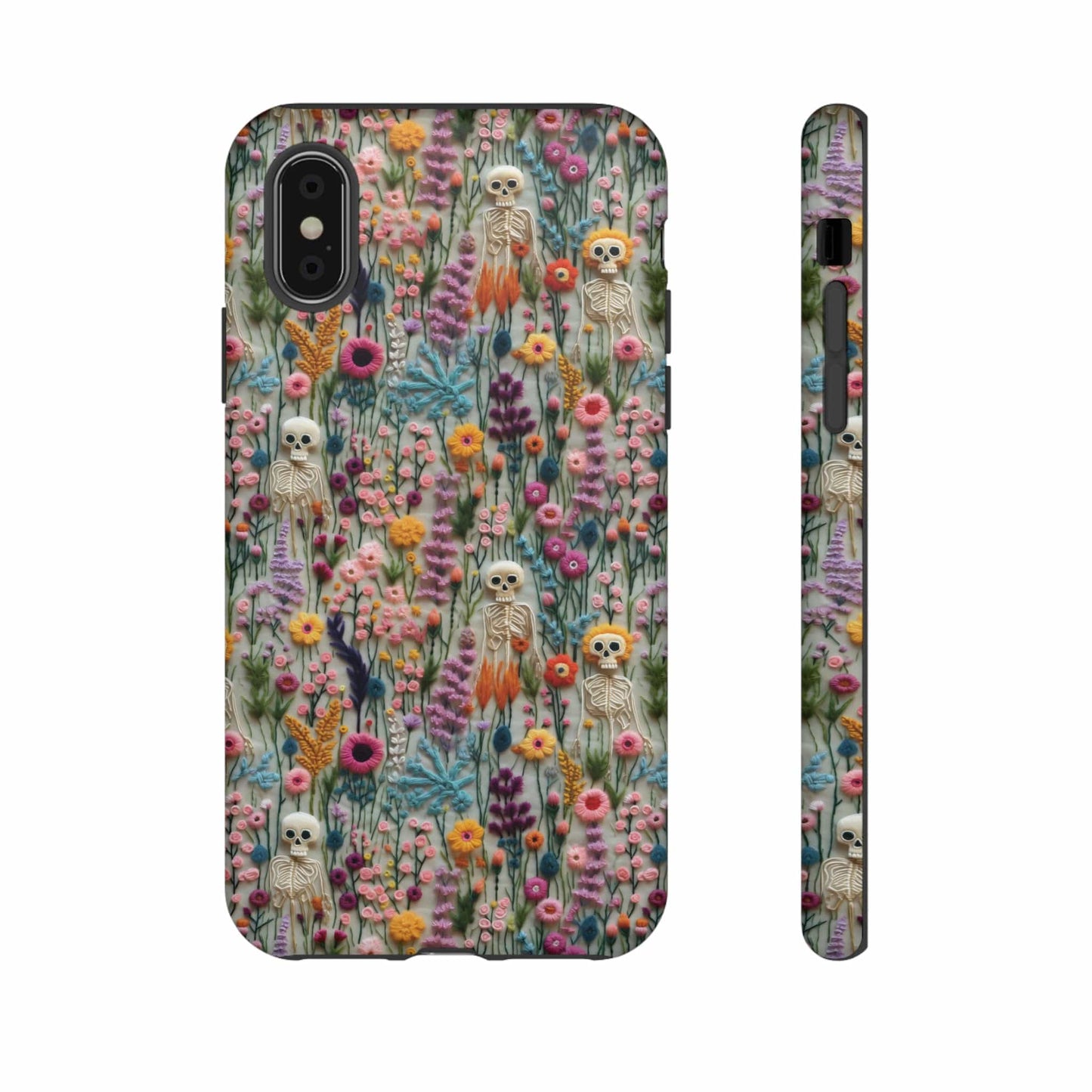 Floral Skeleton Impact Resistant Phone Case