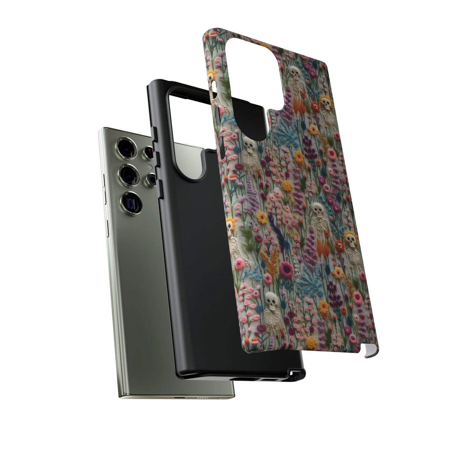 Floral Skeleton Impact Resistant Phone Case