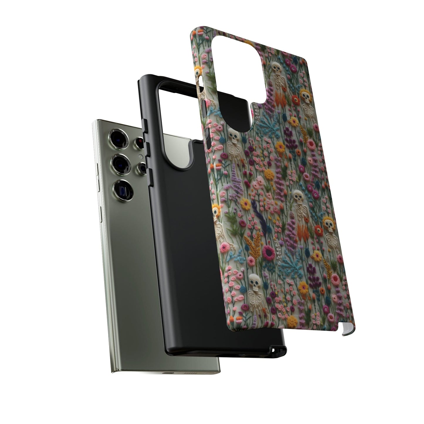 Floral Skeleton Impact Resistant Phone Case