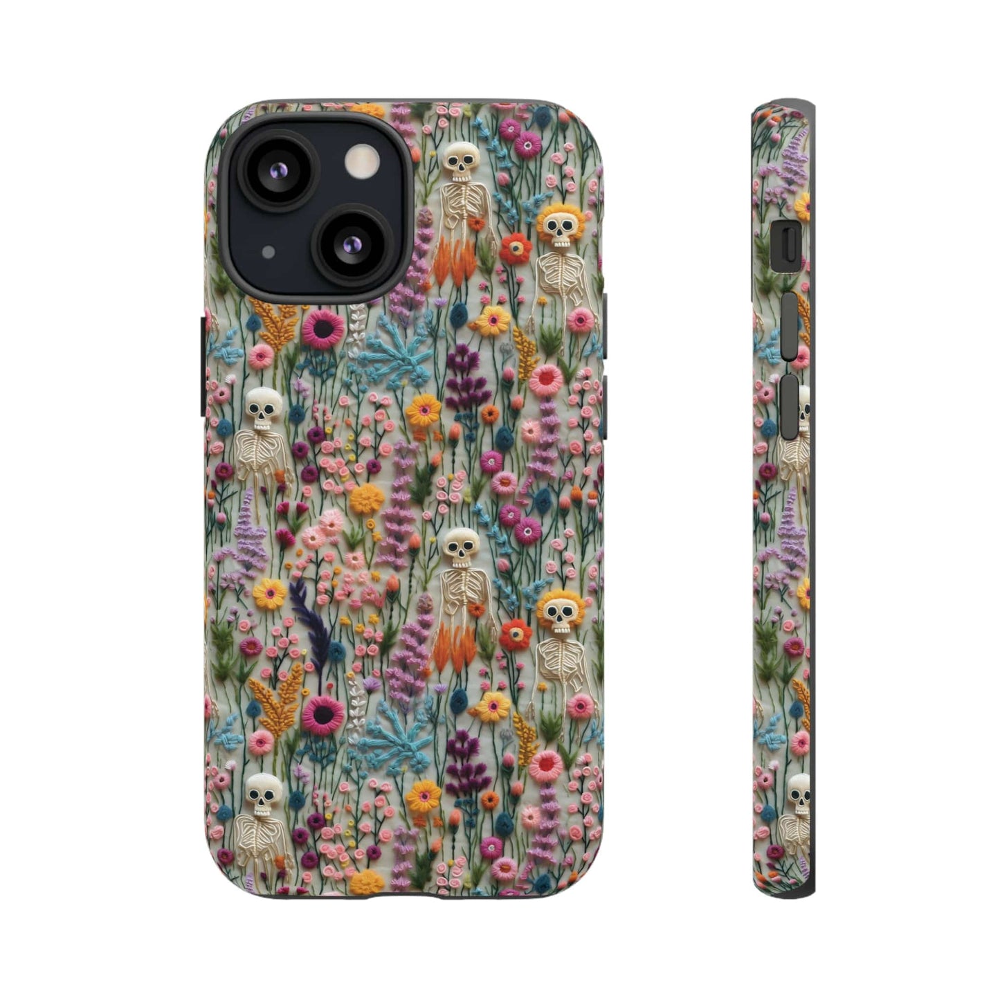 Floral Skeleton Impact Resistant Phone Case
