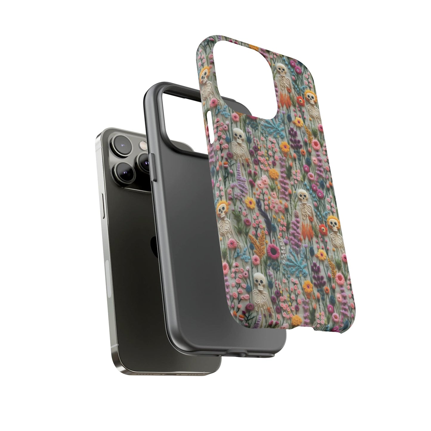 Floral Skeleton Impact Resistant Phone Case