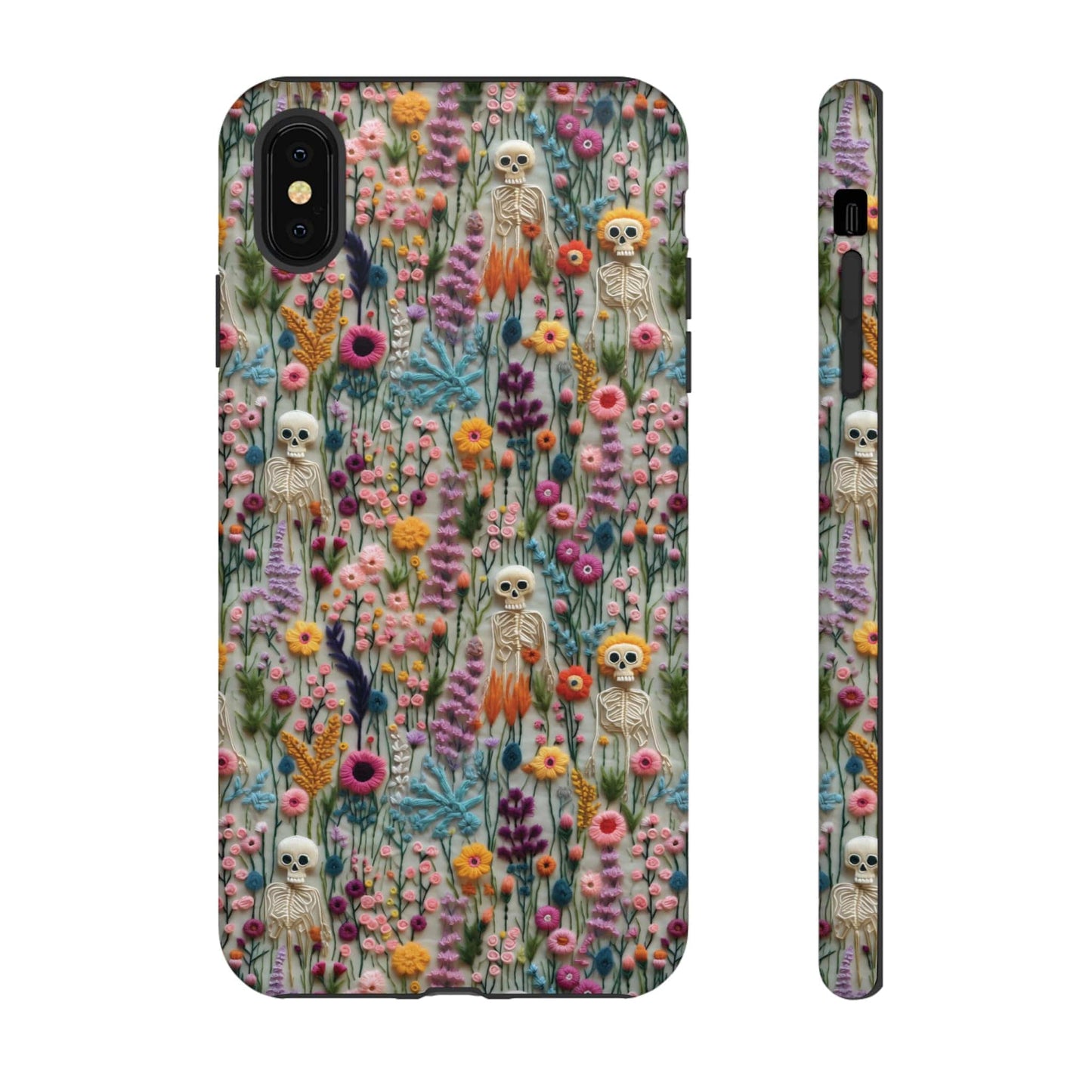 Floral Skeleton Impact Resistant Phone Case