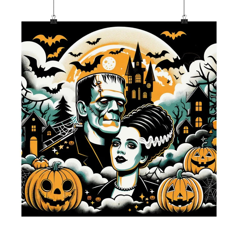Halloween Monster & Bride Poster Print