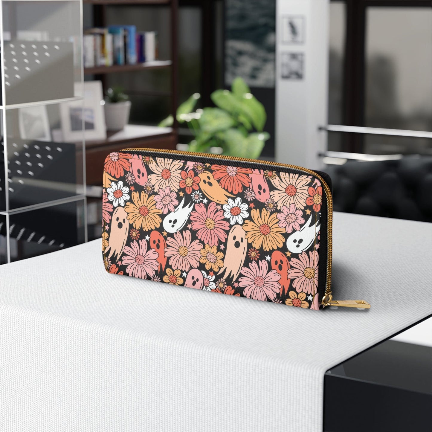 Floral Ghosts Zipper Wallet