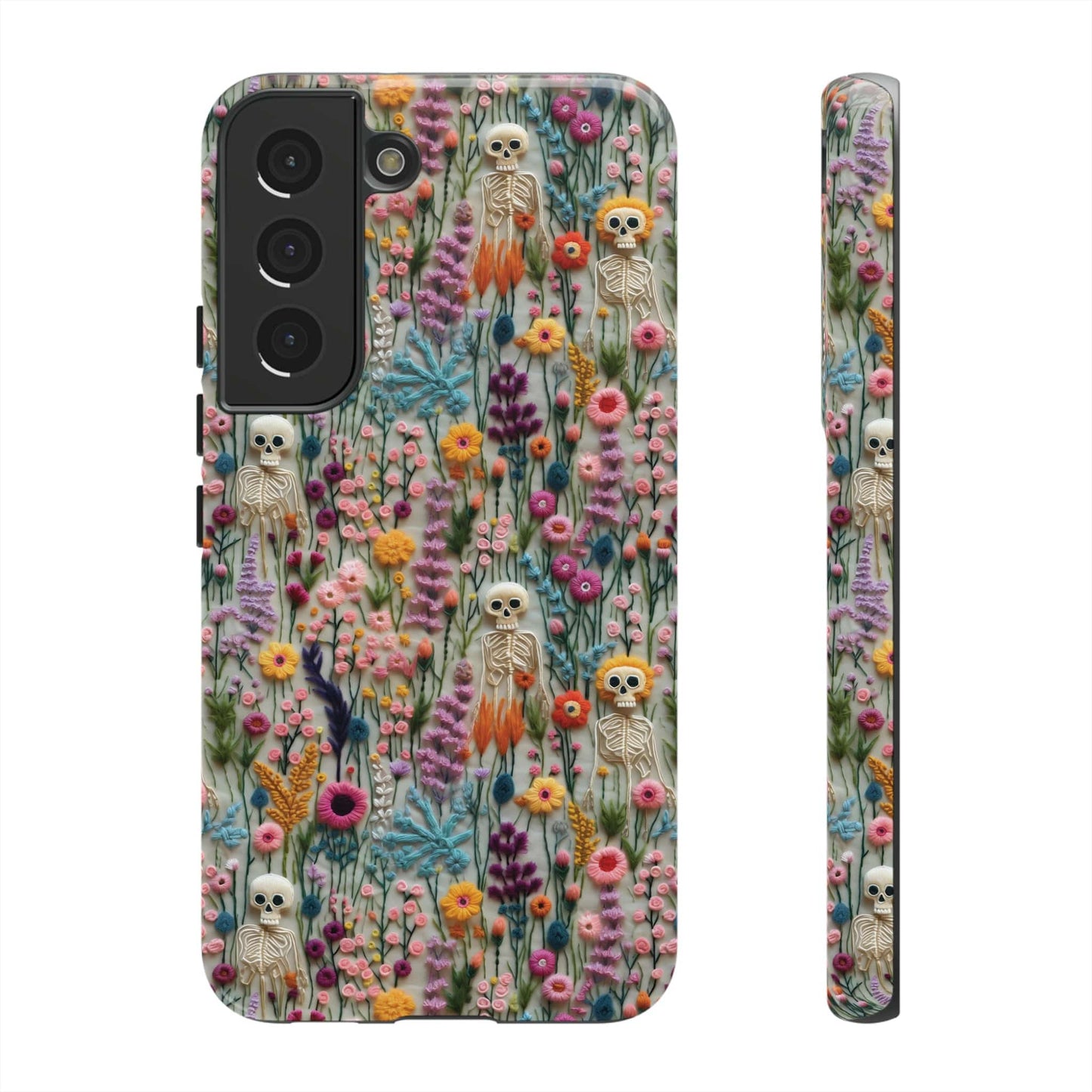 Floral Skeleton Impact Resistant Phone Case