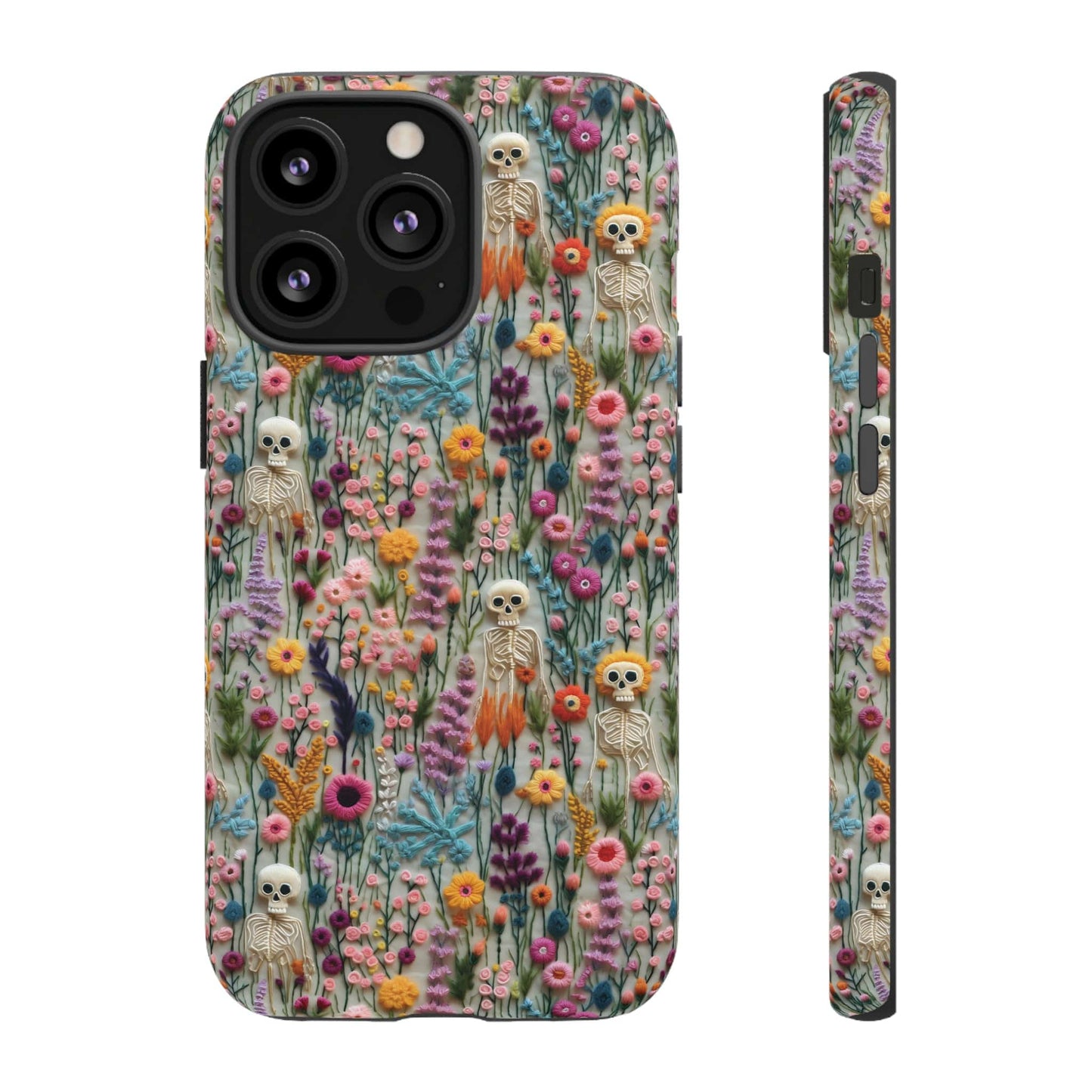 Floral Skeleton Impact Resistant Phone Case
