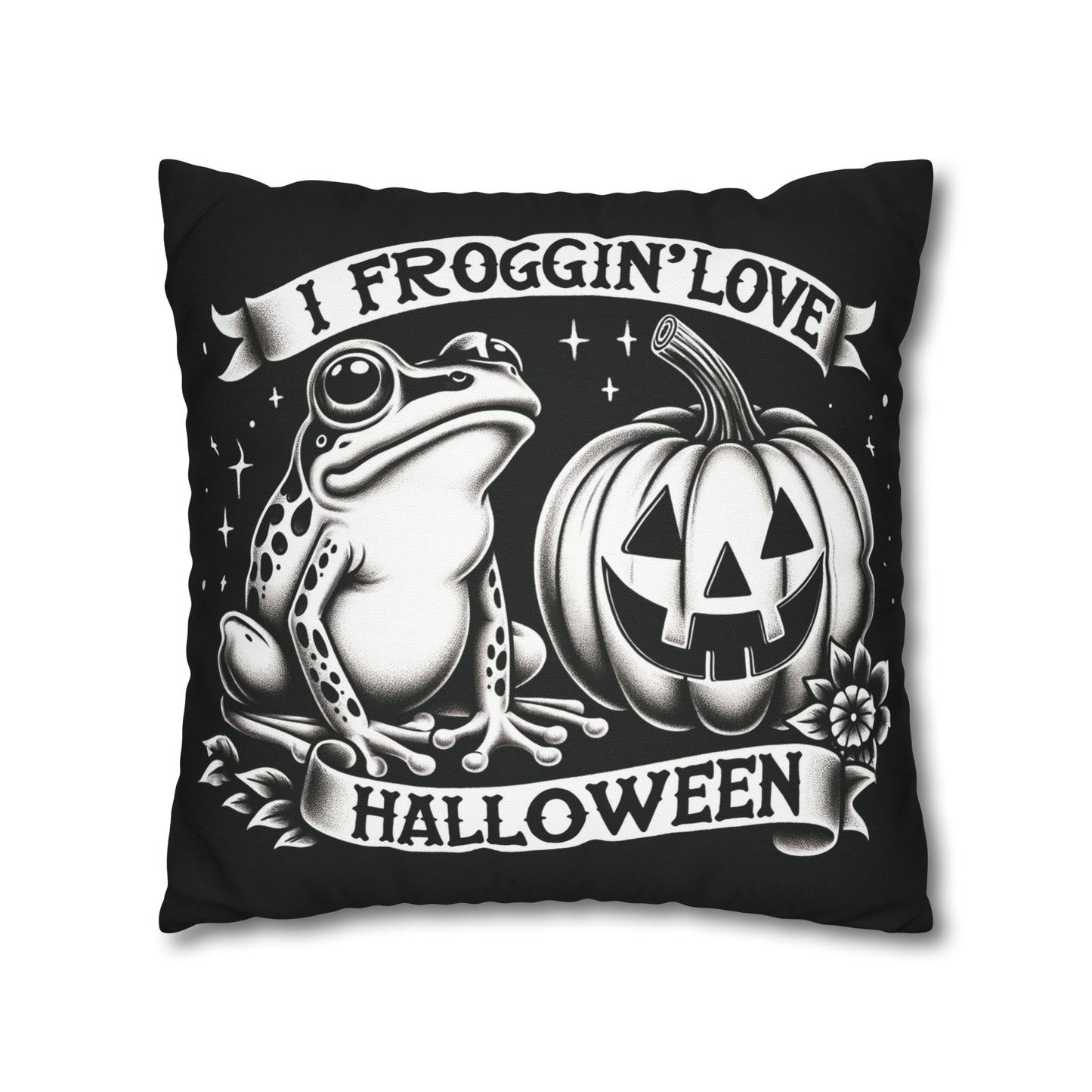I Froggin' Love Halloween Spun Polyester Pillow Case