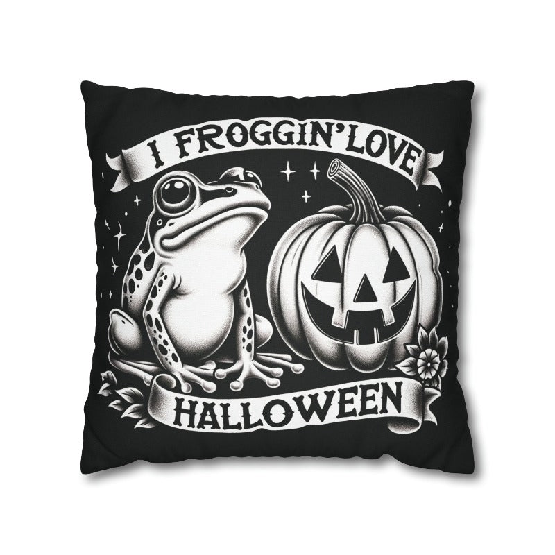 I Froggin' Love Halloween Spun Polyester Pillow Case