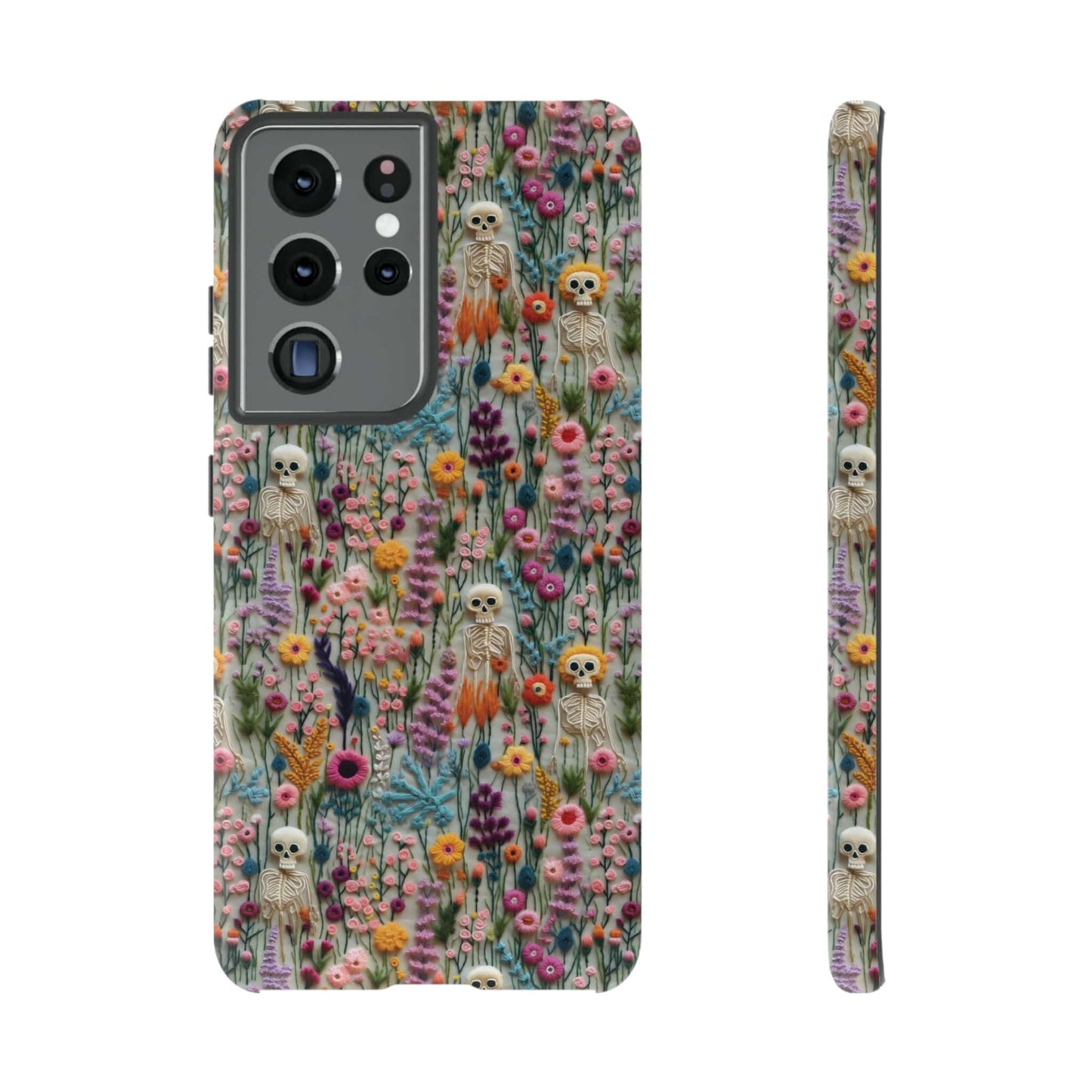 Floral Skeleton Impact Resistant Phone Case