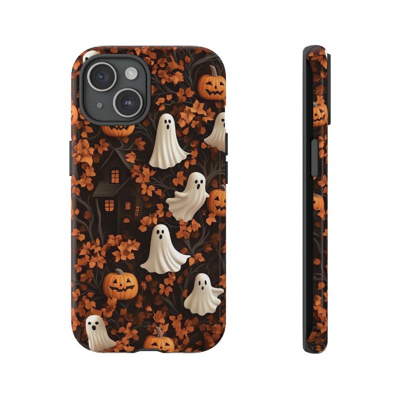 Halloween Ghosts & Autumn Leaves 3D Effect Phone Case Wearecrimsonclover Halloween Ghosts & Autumn Leaves 3D Effect Phone Case Wearecrimsonclover