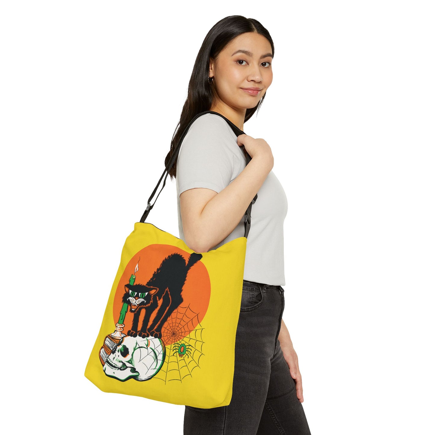 Black Cat Retro Halloween Tote Bag