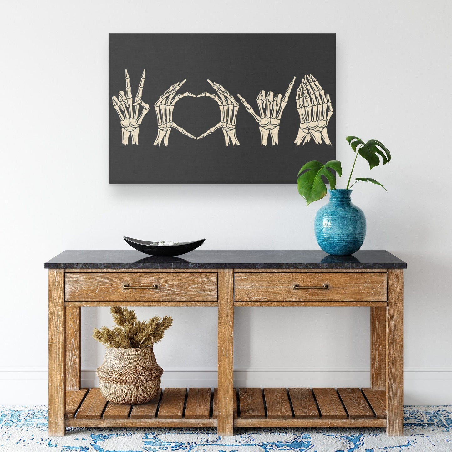 Skeleton Hands Canvas Wall Art
