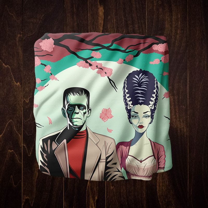 Frank and Bride Cherry Blossom Velveteen Blanket