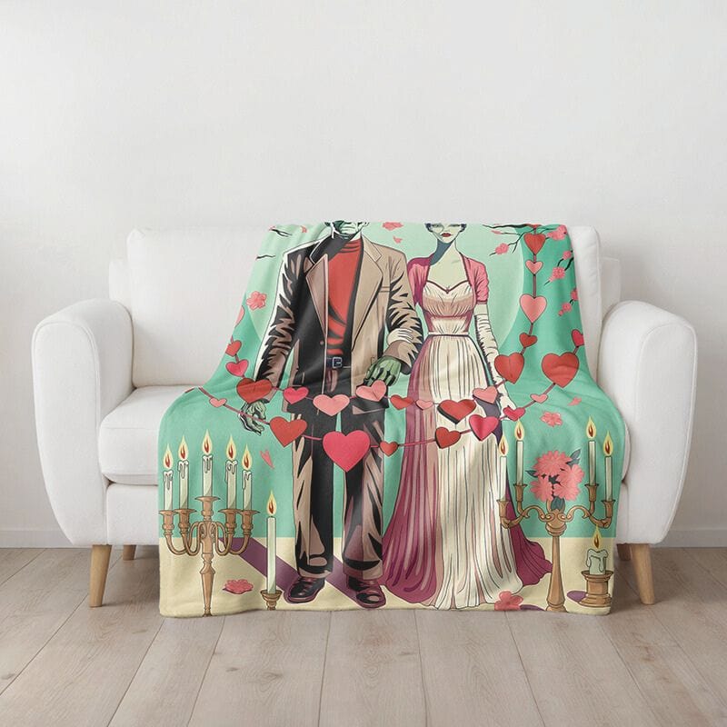 Frank and Bride Cherry Blossom Velveteen Blanket
