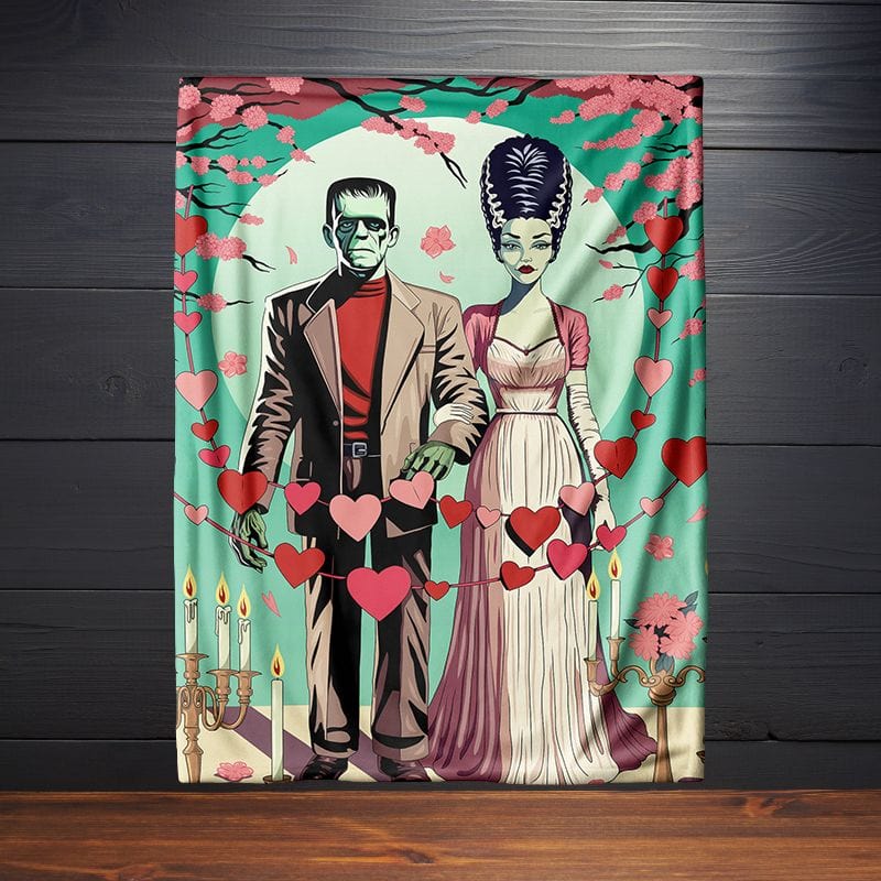 Frank and Bride Cherry Blossom Velveteen Blanket