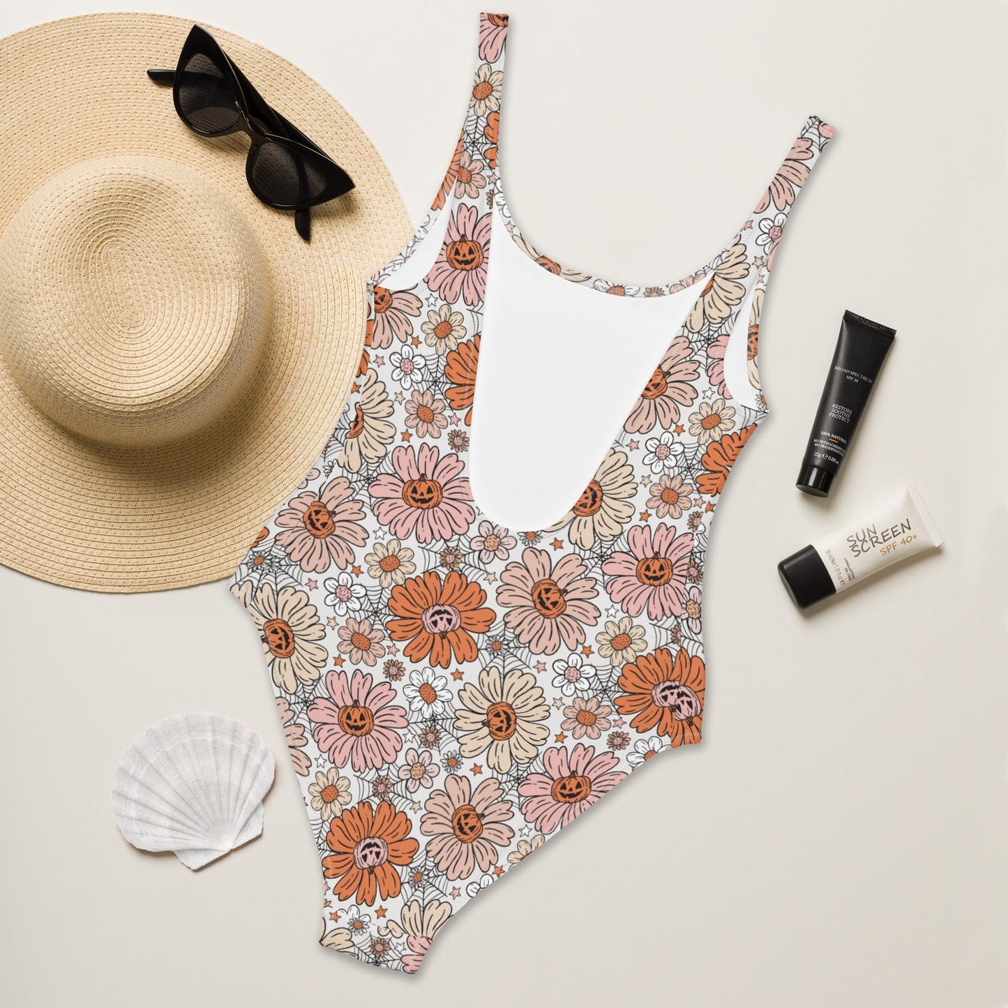 Pumpkin Daisy One-Piece Swimsuit