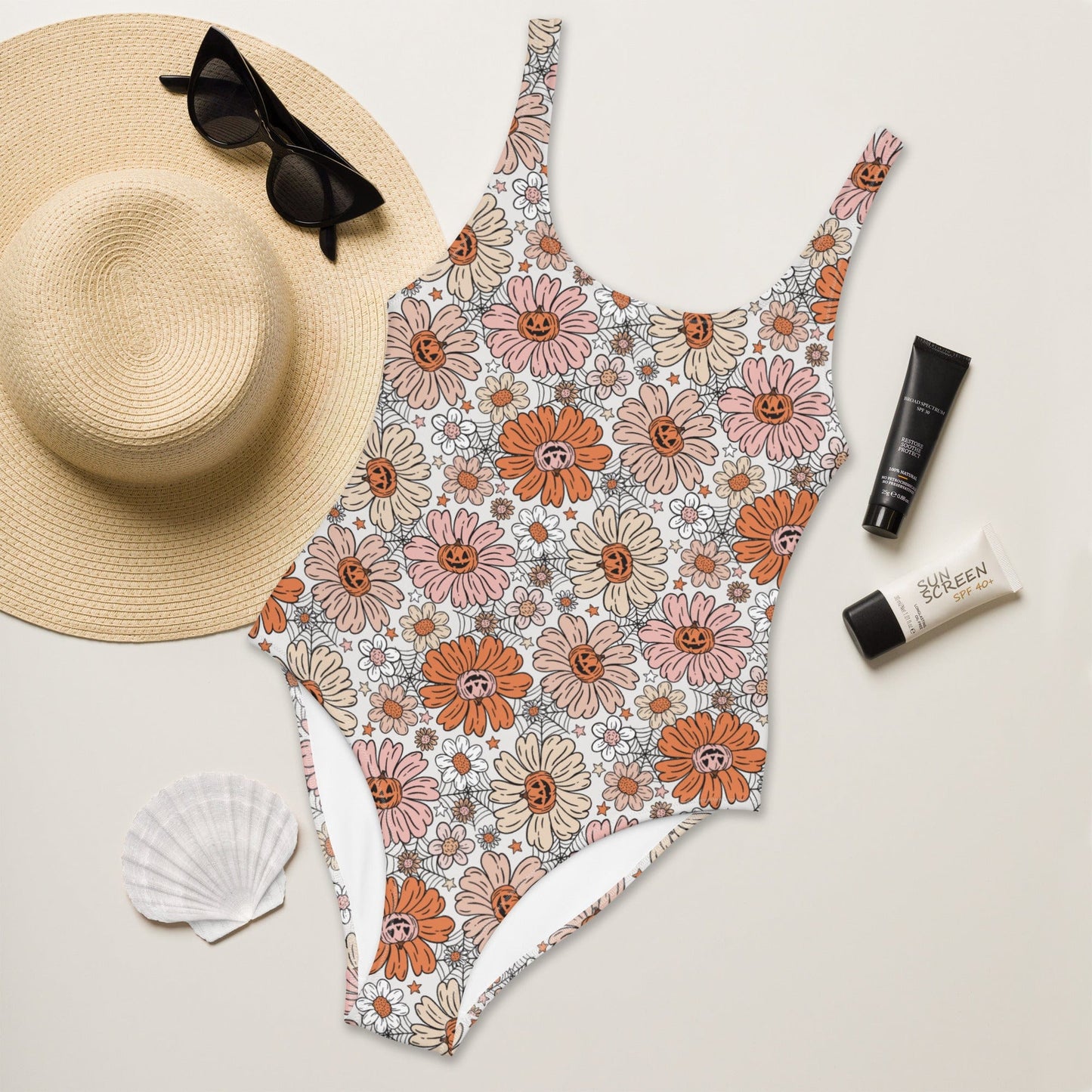 Pumpkin Daisy One-Piece Swimsuit