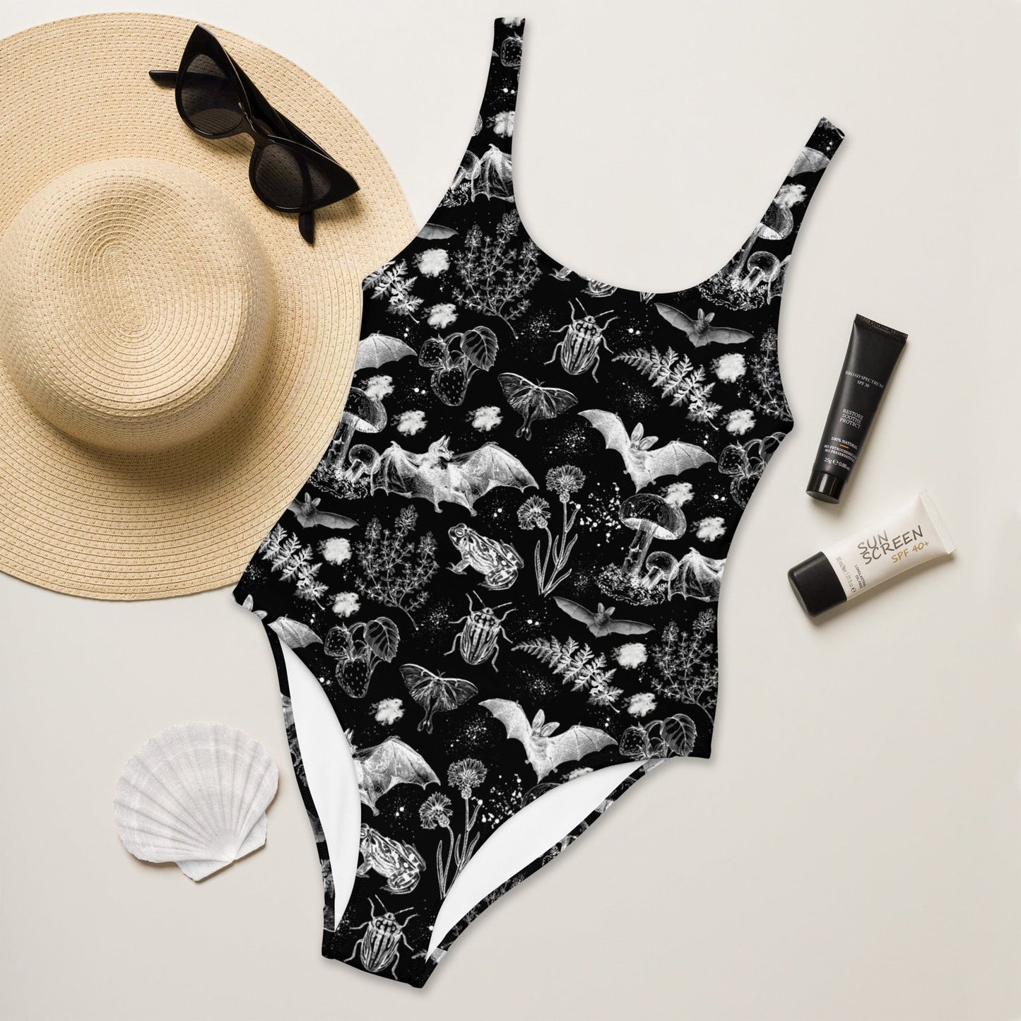 Dark Cottagecore One-Piece Swimsuit