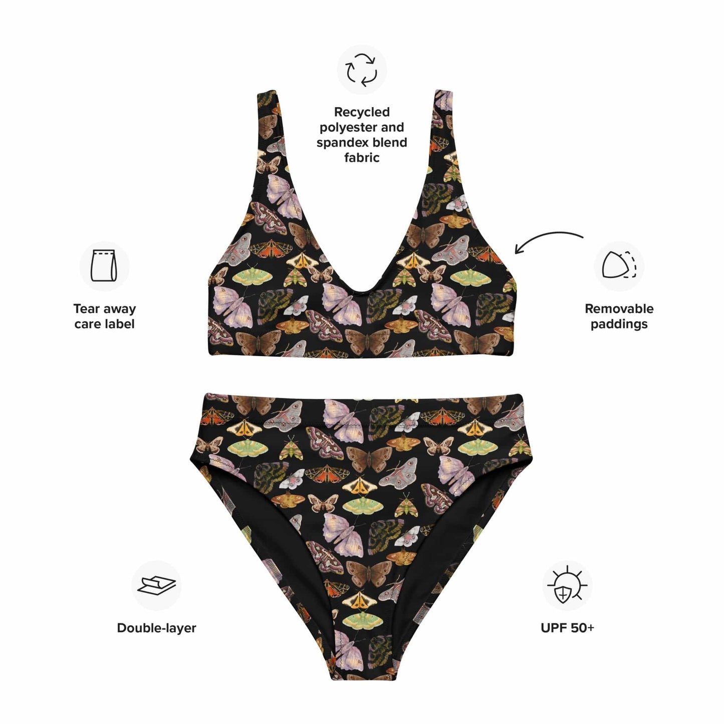 Moth Print High-waisted bikini