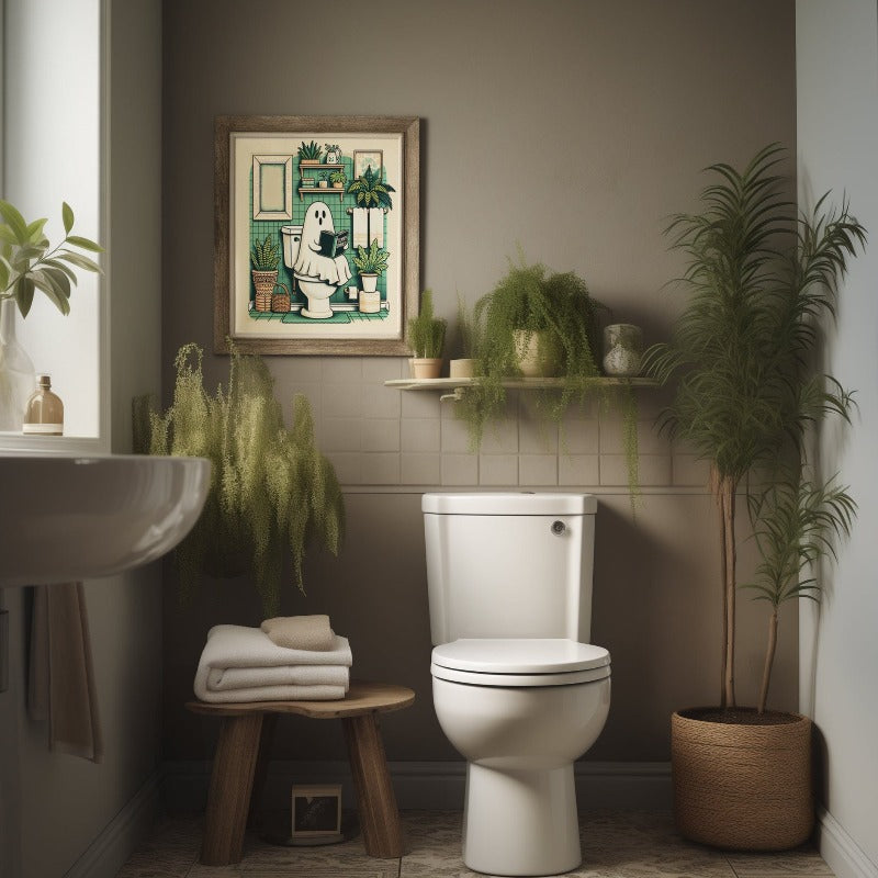 Boho Bathroom Ghost Poster Print