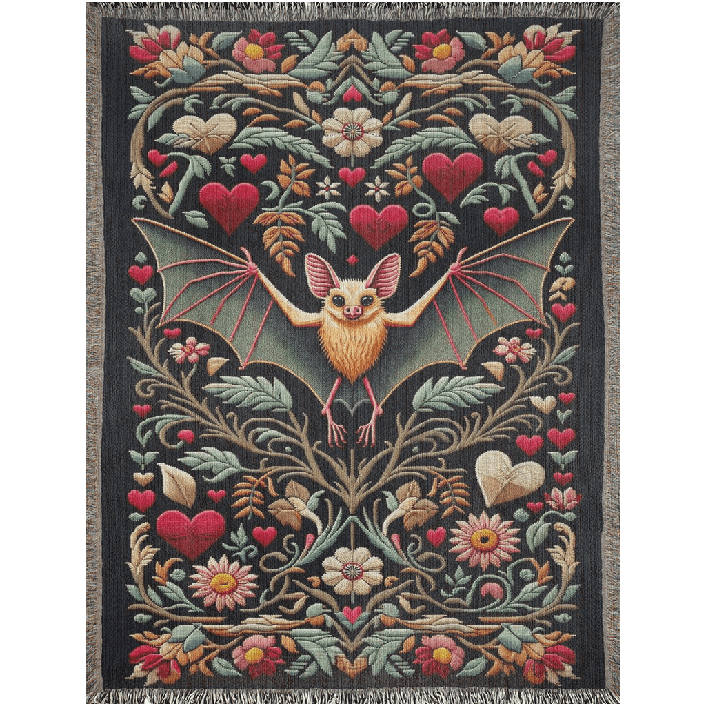 Bat Embroidery Woven Blanket