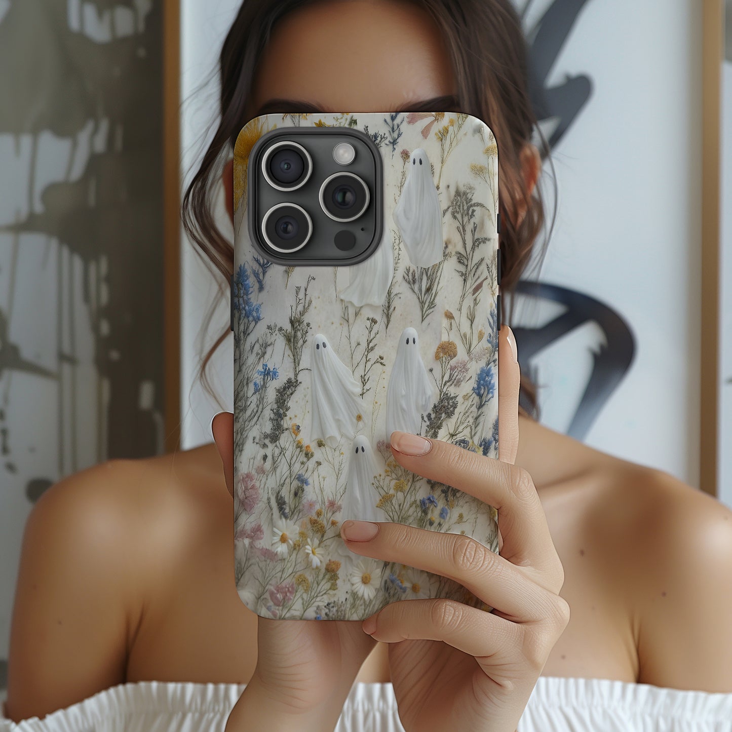 Pressed Floral Ghost Impact Resistant Phone Case