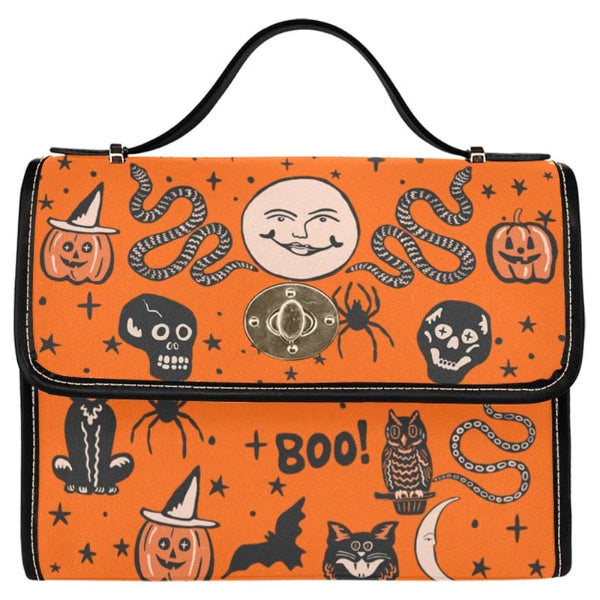 Halloween Satchel Bag with Black Trim