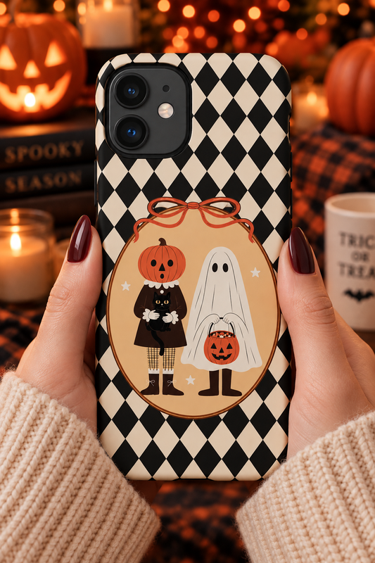 Retro Halloween Harlequin Impact Resistant Phone Case
