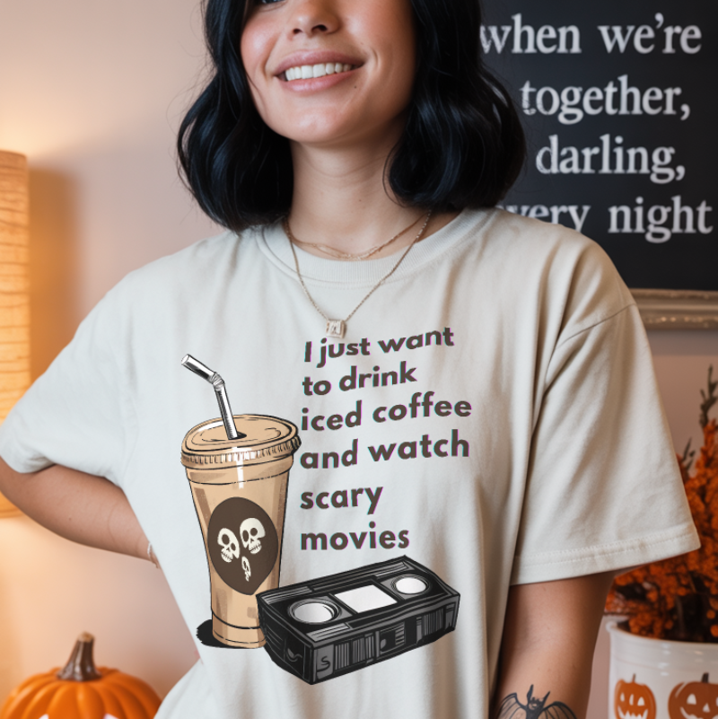 Iced Coffee + Scary Movies Tee
