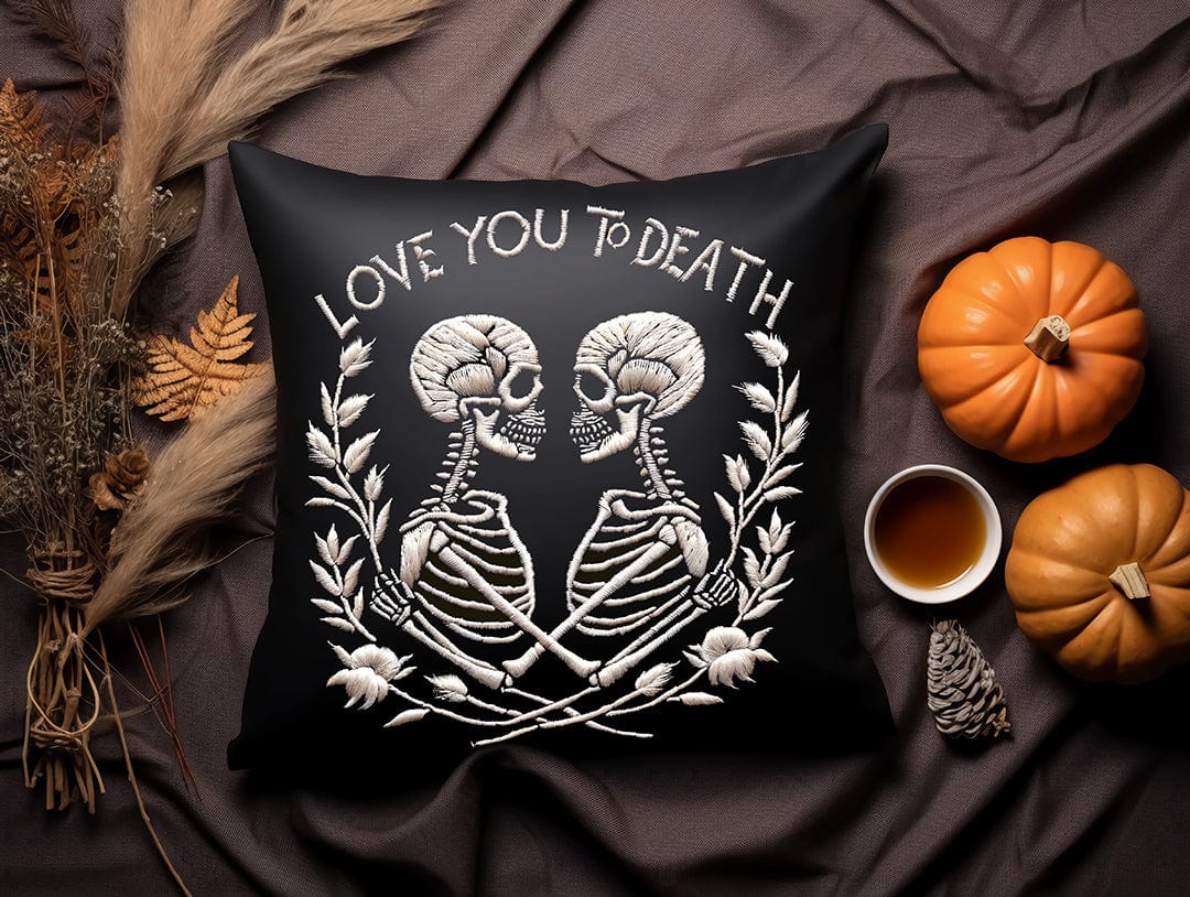 Love You To Death Faux Embroidery Pillow Case