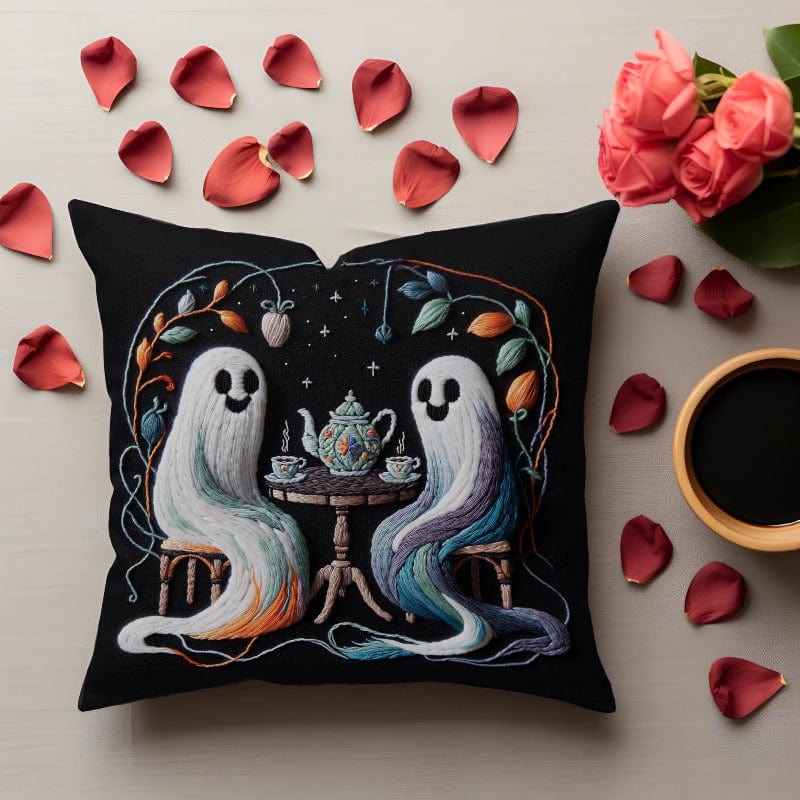 Ombre Ghosts Drinking Tea Pillow Case