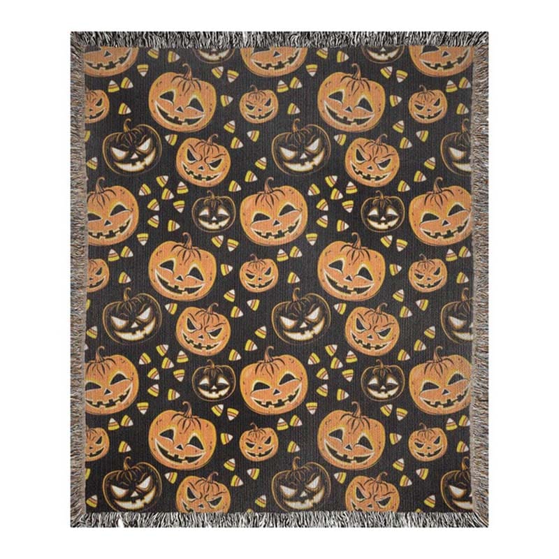 Pumpkin & Candy Corn Woven Blanket