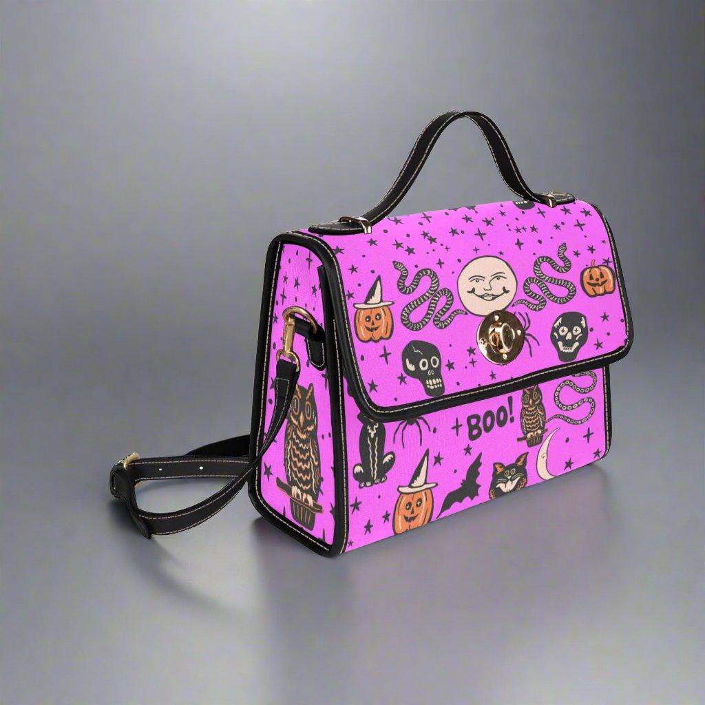 Vintage Halloween Satchel Bag with Black Trim