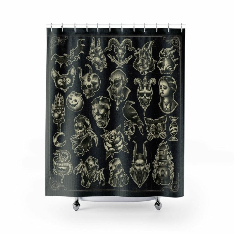 Spooky Creatures Fabric Shower Curtain