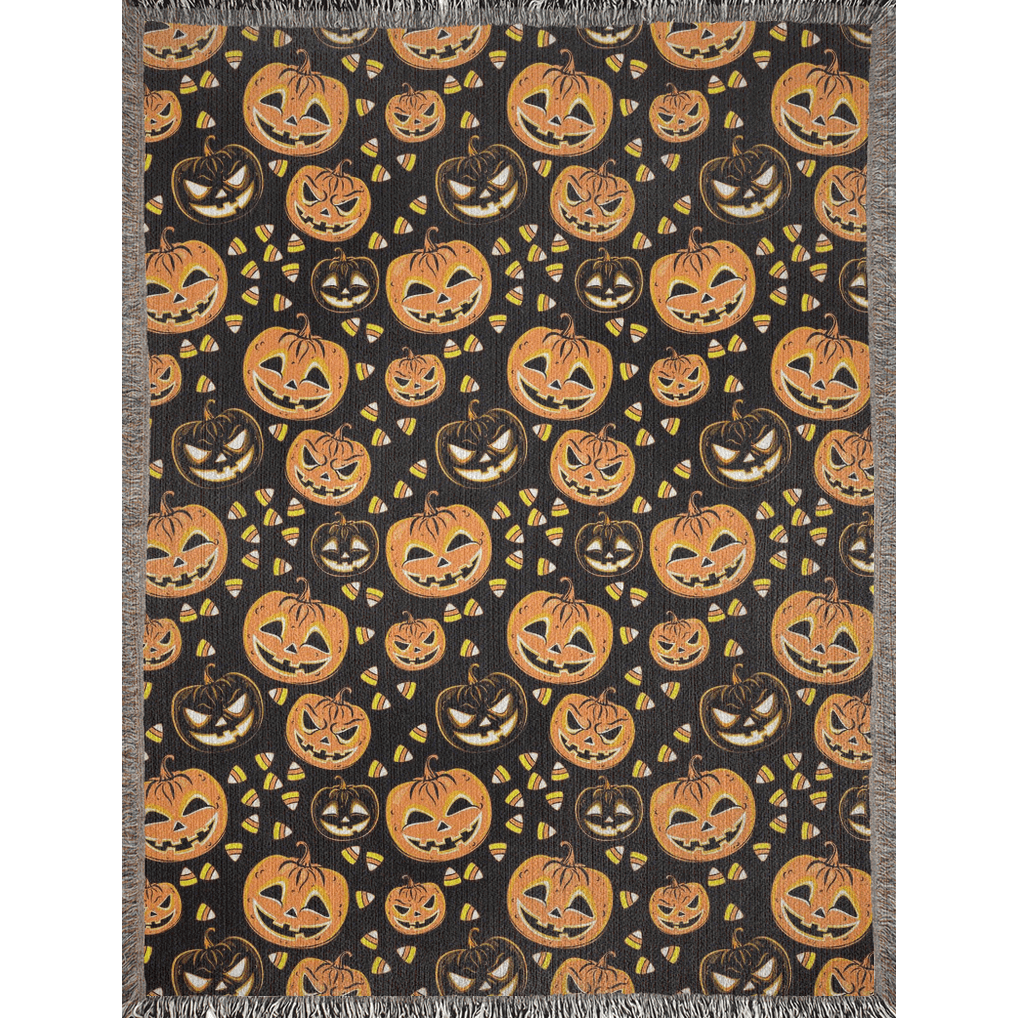 Pumpkin & Candy Corn Woven Blanket