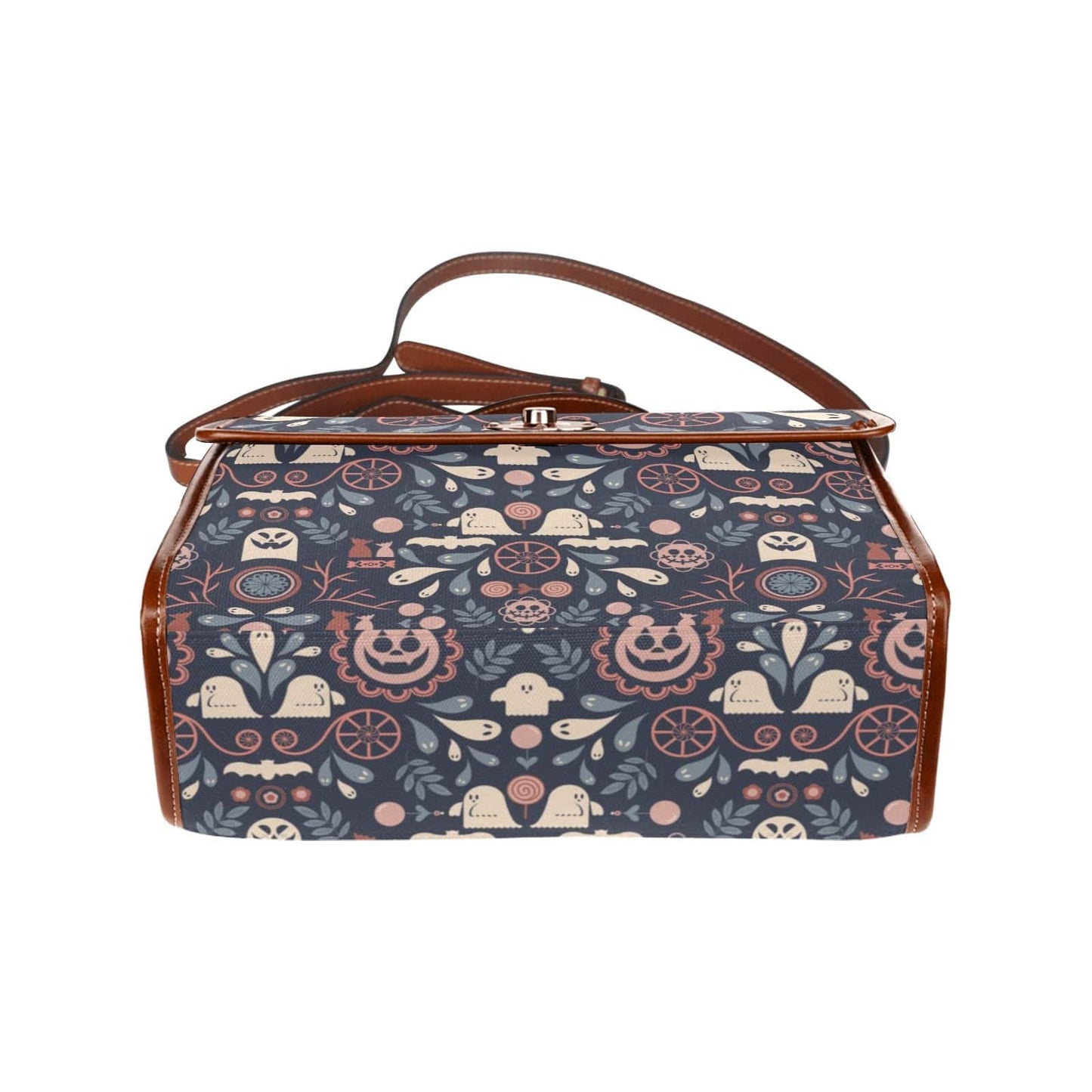 Blue Folk Art Halloween Satchel Bag