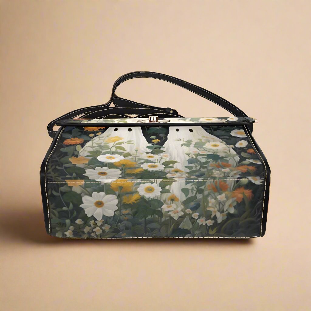Floral Ghost Canvas Bag with Black Trim
