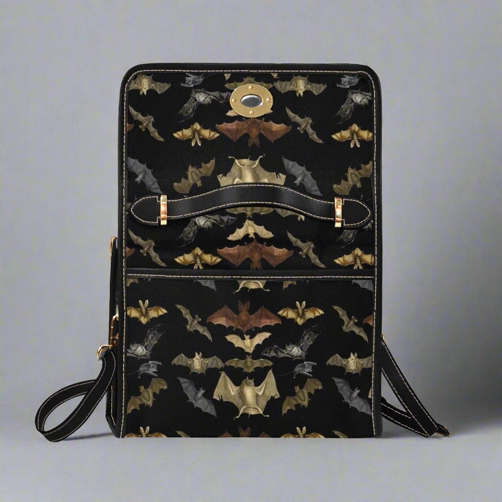 Bat Print Canvas Bag with Black Trim