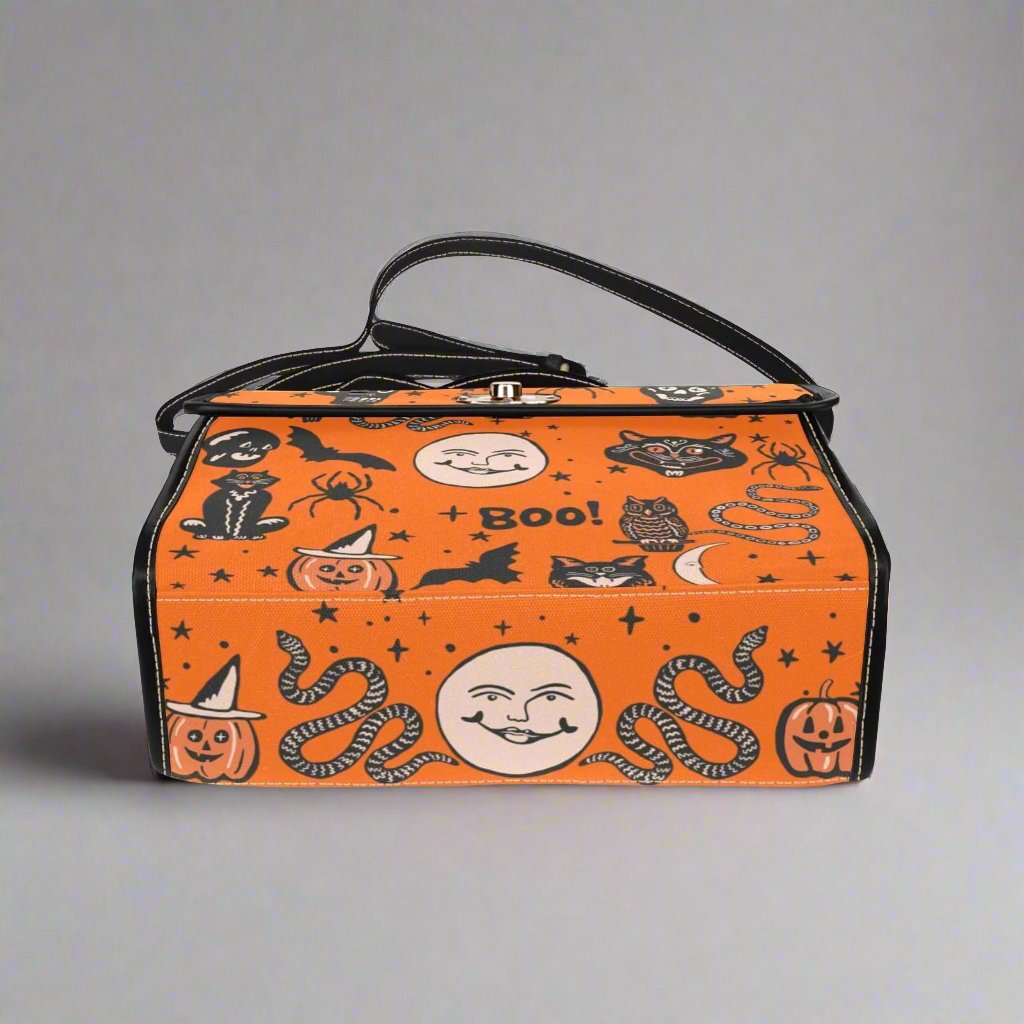 Vintage Halloween Satchel Bag with Black Trim