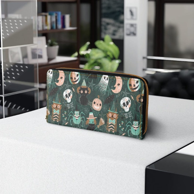 Green Spoopy Zippered Wallet