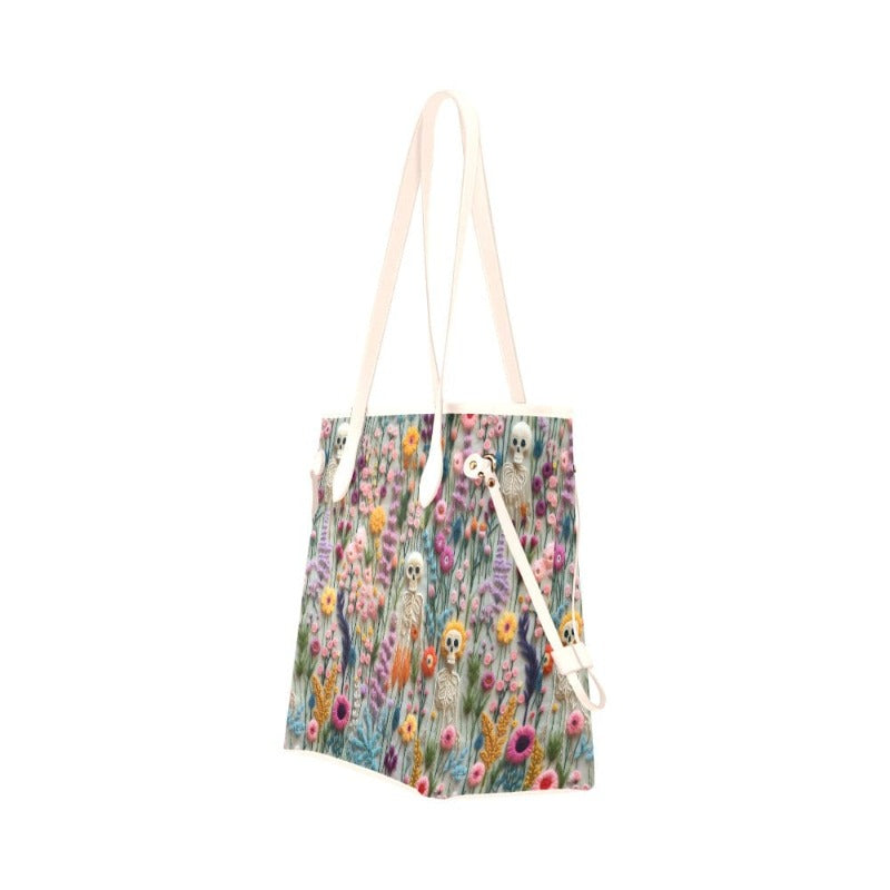 Faux Embroidey Skeleton Canvas Tote Bag