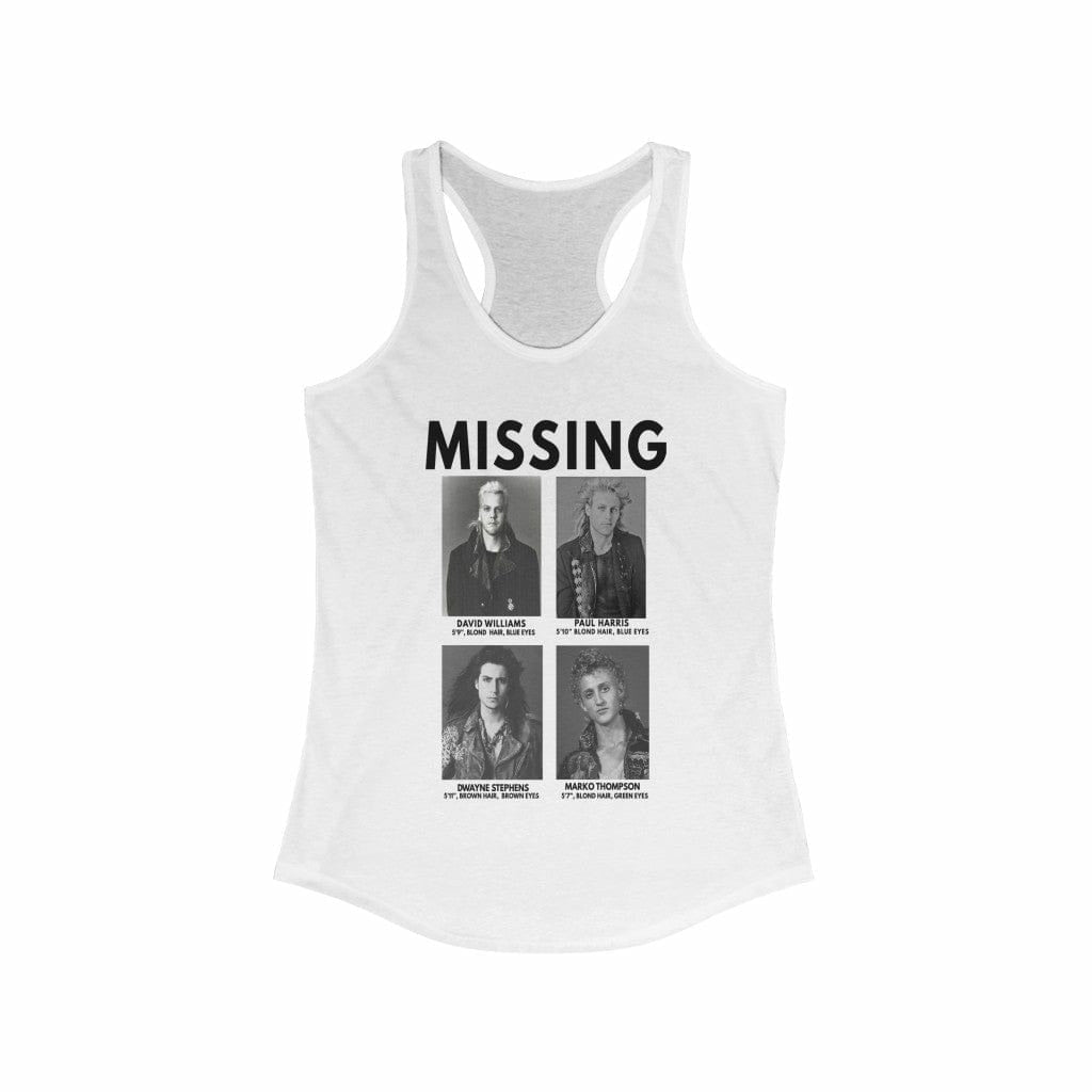 Santa Carla Missing Poster Racerback Tank