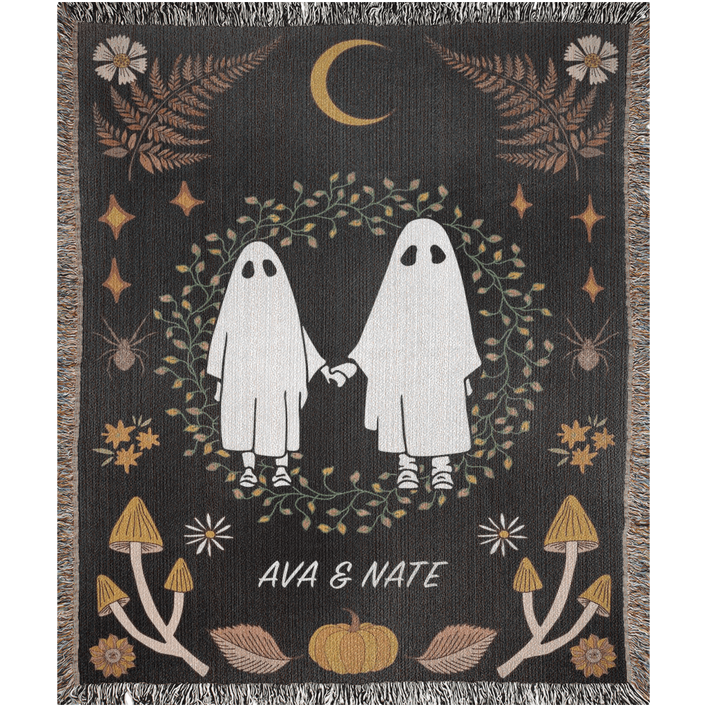 Ghost Couple Personalized Woven Blanket