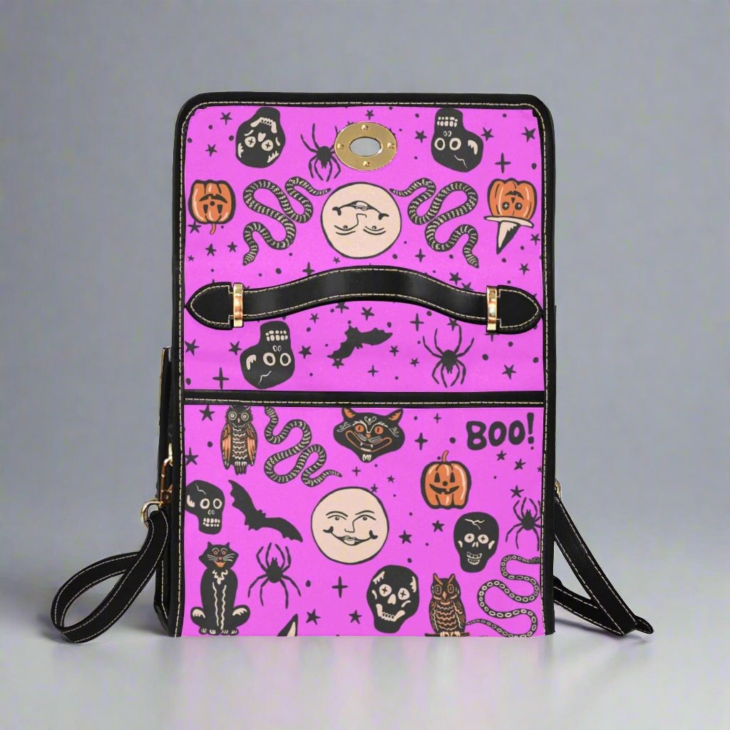 Vintage Halloween Satchel Bag with Black Trim
