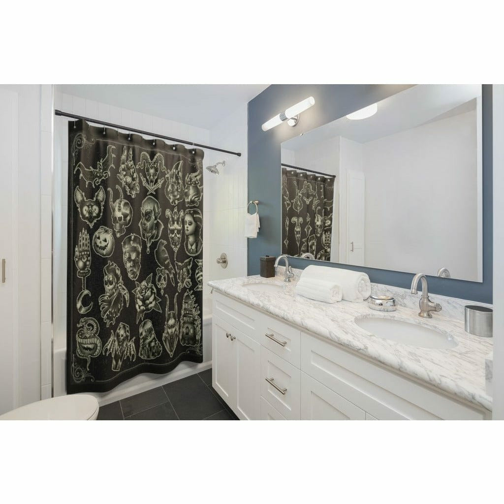 Spooky Creatures Fabric Shower Curtain