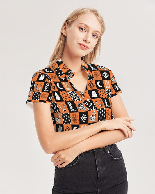 Western Boo Women's Short Sleeve Button Up
