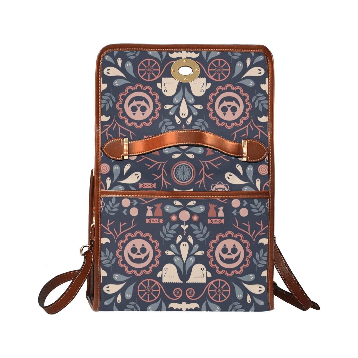 Blue Folk Art Halloween Satchel Bag
