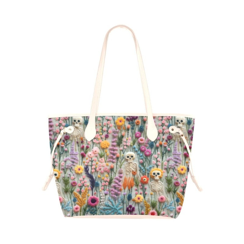 Faux Embroidey Skeleton Canvas Tote Bag